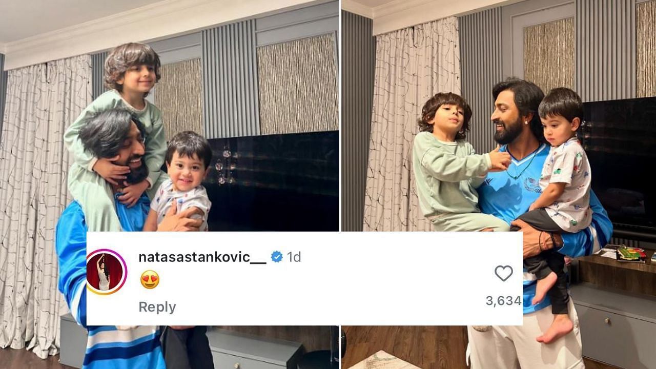 क्रुणाल पांड्या अपने और हार्दिक पांड्या के बेटे के साथ (photo: Instagram)